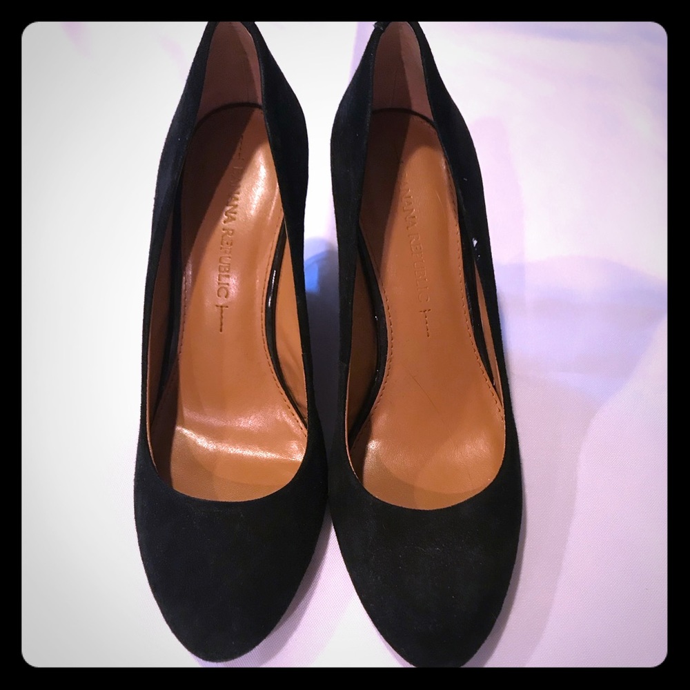Black suede wedges.